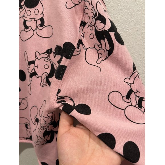 MICKEY MOUSE Pink Long Sleeve Crop Top Sweatshirt - Picture 3 of 4